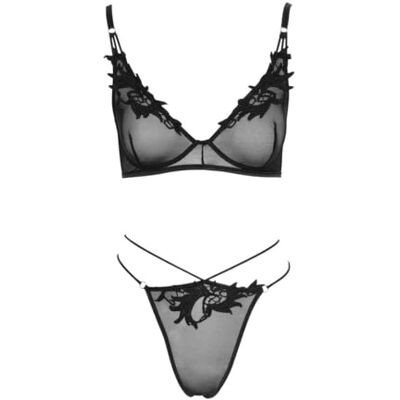 COTTELLI Lingerie Sujetador y tanga para mujer Black S COTTELLI Lingerie Sujetador y tanga para mujer Black S