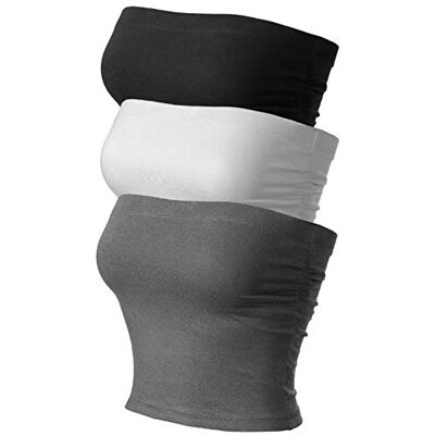 MixMatchy 3-Pack Double-Lined Tube Top with Shelf-Bra Lining Camisa Mujer (Pack de 3) MixMatchy 3-Pack Double-Lined Tube Top with Shelf-Bra Lining Camisa Mujer (Pack de 3)