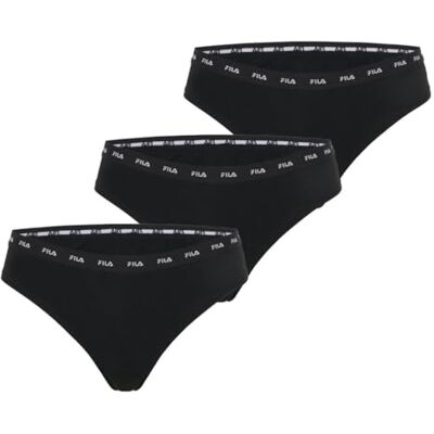 FILA Tanga Mujer Algodón, Pack de 3, Negro N (XL) FILA Tanga Mujer Algodón, Pack de 3, Negro N (XL)