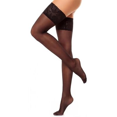 Glamory Medias Autoadhesivas de Encaje Elegante en Tallas Extendidas, de 20 deniers, Lencería Sexy Mujer, Negro 4XL Glamory Medias Autoadhesivas de Encaje Elegante en Tallas Extendidas, de 20 deniers, Lencería Sexy Mujer, Negro 4XL