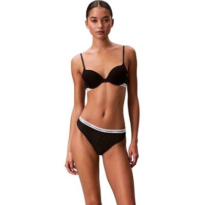 Calvin Tanga para Mujer High Leg Thong con Encaje, Negro (Black), L Calvin Tanga para Mujer High Leg Thong con Encaje, Negro (Black), L