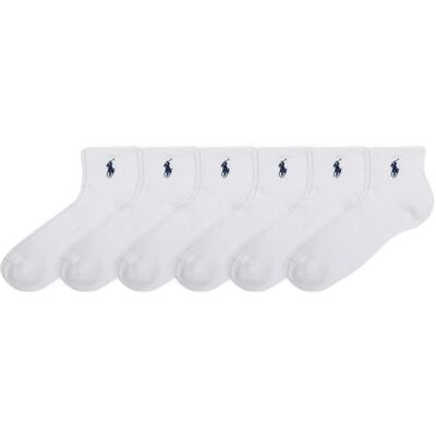 POLO RALPH LAUREN Calcetines tobilleros de algodón para mujer, paquete de 6 pares, malla transpirable y amortiguación deportiva, blanco, 3.5-9 UK POLO RALPH LAUREN Calcetines tobilleros de algodón para mujer, paquete de 6 pares, malla transpirable y amortiguación deportiva, blanco, 3.5-9 UK