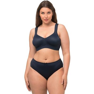 Ulla Popken Womenswear Paquete de 2 brasieres elásticos de Microfibra sin Varillas de Talla Extragrande, Azul Noche, 105C Ulla Popken Womenswear Paquete de 2 brasieres elásticos de Microfibra sin Varillas de Talla Extragrande, Azul Noche, 105C