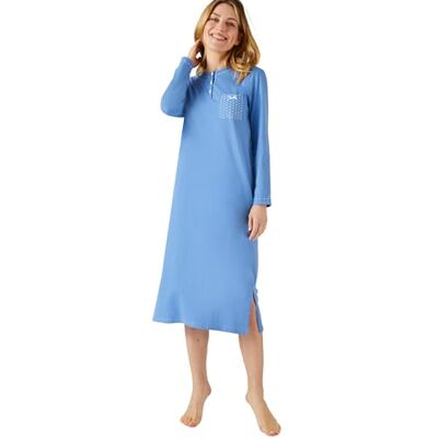 Damart Chemise de Nuit Manches Longues, Maille Jersey Chaqueta de Estar por casa, Bleu, 42-44 (M) para Mujer Damart Chemise de Nuit Manches Longues, Maille Jersey Chaqueta de Estar por casa, Bleu, 42-44 (M) para Mujer