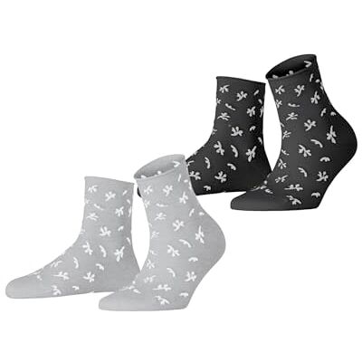 ESPRIT Twig W Sso algodón estampados 2 pares, Calcetines Mujer, Multicolor Schwarz Grau 0050, 39-42 ESPRIT Twig W Sso algodón estampados 2 pares, Calcetines Mujer, Multicolor Schwarz Grau 0050, 39-42
