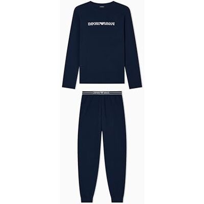 Giorgio Armani Pijama Largo de algodón para Mujer, Color Azul, Talla XL, Azul, XL Giorgio Armani Pijama Largo de algodón para Mujer, Color Azul, Talla XL, Azul, XL