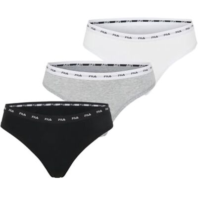 FILA Tanga Mujer Algodón, Pack de 3, Gris A (XL) FILA Tanga Mujer Algodón, Pack de 3, Gris A (XL)