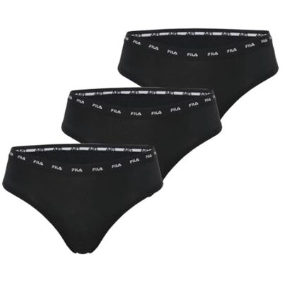 FILA Bragas Mujer Algodón, Pack de 3, Negro 94N (L) FILA Bragas Mujer Algodón, Pack de 3, Negro 94N (L)