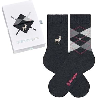 Burlington Everyday X-Mas W So algodón estampados 2 pares, Calcetines Mujer, Gris Grey Mix 0070, 36-41 Burlington Everyday X-Mas W So algodón estampados 2 pares, Calcetines Mujer, Gris Grey Mix 0070, 36-41