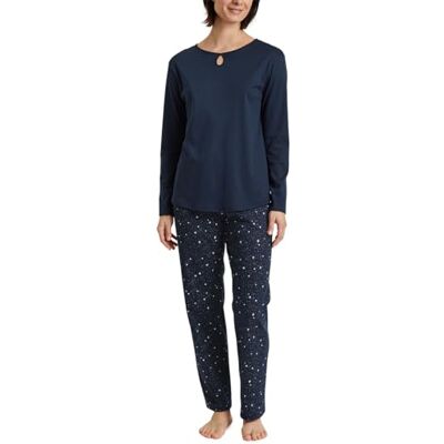 Calida Sweet Dreams Pijama Largo para Mujer, 100% algodón, Pantalones con Cintura elástica revestida de Tela, Peacoat Blue, 42-44 Calida Sweet Dreams Pijama Largo para Mujer, 100% algodón, Pantalones con Cintura elástica revestida de Tela, Peacoat Blue, 42-44