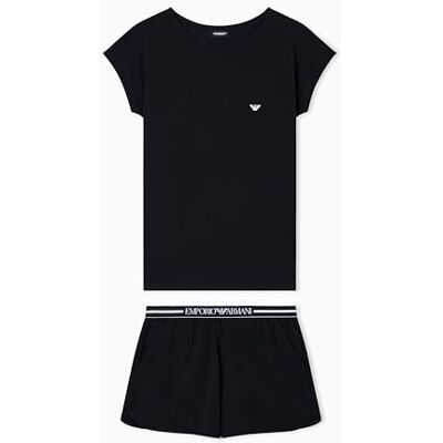 Giorgio Armani Pijama de algodón y Pantalones Cortos para Mujer, Color Negro, Talla M Giorgio Armani Pijama de algodón y Pantalones Cortos para Mujer, Color Negro, Talla M