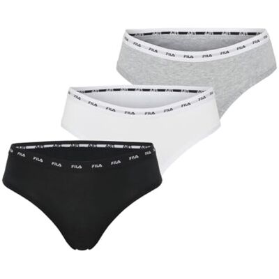 FILA Bragas Mujer Algodón, Pack de 3, Gris 94A (M) FILA Bragas Mujer Algodón, Pack de 3, Gris 94A (M)