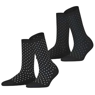 ESPRIT Fine Dot Multipack W So algodón estampados 2 pares, Calcetines Mujer, Negro Black 3000, 35-38 ESPRIT Fine Dot Multipack W So algodón estampados 2 pares, Calcetines Mujer, Negro Black 3000, 35-38
