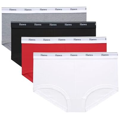 Hanes Originals Underwear, Breathable Stretch Cotton Boyshort Panties, 4-Pack Ropa Interior para Hombre, Shelton Red/Concrete Heather/White/Black, S (Pack de 4) para Mujer Hanes Originals Underwear, Breathable Stretch Cotton Boyshort Panties, 4-Pack Ropa Interior para Hombre, Shelton Red/Concrete Heather/White/Black, S (Pack de 4) para Mujer