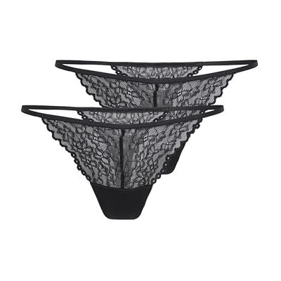 ONLY Onldelicate Tanga de Encaje para Mujer, 2 Unidades, Color Negro, Talla M, Negro, M ONLY Onldelicate Tanga de Encaje para Mujer, 2 Unidades, Color Negro, Talla M, Negro, M