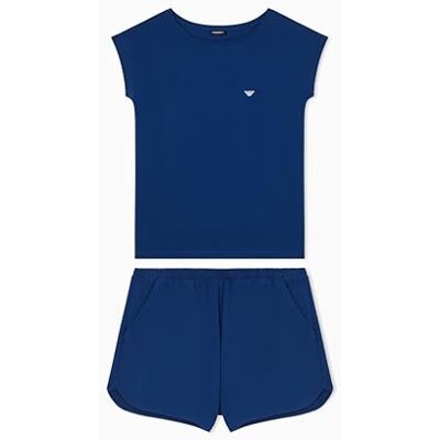 Giorgio Armani Pijama de algodón y Pantalones Cortos para Mujer, Color Azul, Talla L Giorgio Armani Pijama de algodón y Pantalones Cortos para Mujer, Color Azul, Talla L
