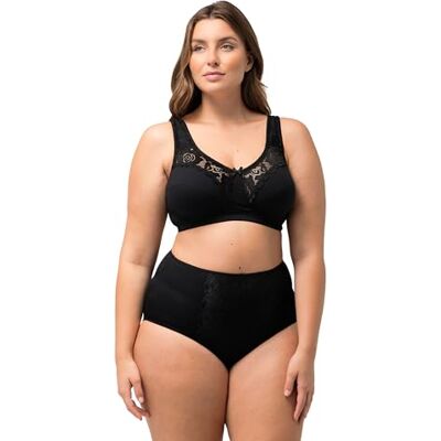 Ulla Popken Sujetador de Encaje Kelly para Mujer, sin Aros, Copa C-e, Negro, 105C Ulla Popken Sujetador de Encaje Kelly para Mujer, sin Aros, Copa C-e, Negro, 105C