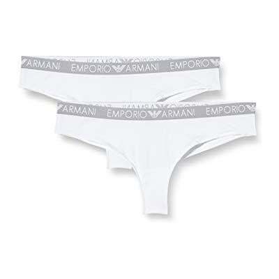 Giorgio Armani Underwear Iconic Cotton Ropa Interior Brasileña Bi-Pack, Mujer, Blanco, XS Giorgio Armani Underwear Iconic Cotton Ropa Interior Brasileña Bi-Pack, Mujer, Blanco, XS