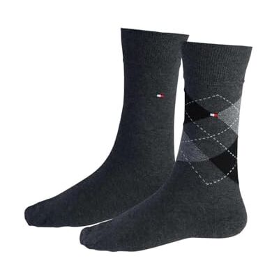 Tommy Hilfiger Hilfiger Check Men's Socks (2 Pack), calcetines Mujer, antracita, 35/38 Tommy Hilfiger Hilfiger Check Men's Socks (2 Pack), calcetines Mujer, antracita, 35/38