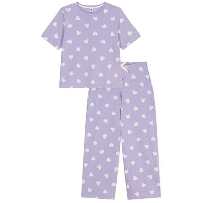 Petit Bateau Pequeño Barco Pijama Mujer de Algodón Manga Corta Piernas Anchas Estampado Corazones, Squaw/Marshmallow, M Petit Bateau Pequeño Barco Pijama Mujer de Algodón Manga Corta Piernas Anchas Estampado Corazones, Squaw/Marshmallow, M