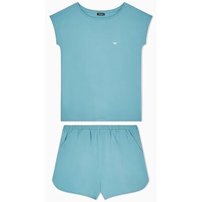 Giorgio Armani Pijama de algodón y Pantalones Cortos para Mujer, Color Azul, Talla S Giorgio Armani Pijama de algodón y Pantalones Cortos para Mujer, Color Azul, Talla S