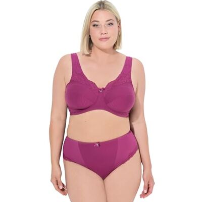 Ulla Popken Sujetador de Alivio, sin Aros, Encaje Fucsia Rosa 100C 824-100C Ulla Popken Sujetador de Alivio, sin Aros, Encaje Fucsia Rosa 100C 824-100C