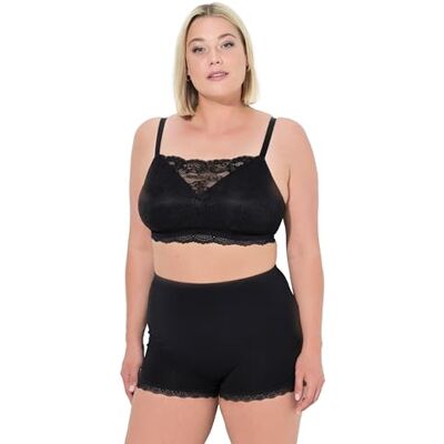 Ulla Popken Bralette, Rellenos Blandos, Encaje, sin Aros Negro 105E 100-105E Ulla Popken Bralette, Rellenos Blandos, Encaje, sin Aros Negro 105E 100-105E