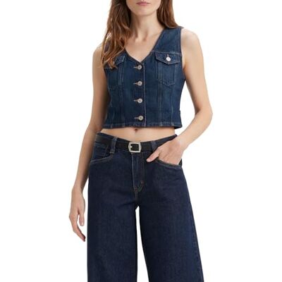 Levi's Bella Denim Corset Top para Mujer, Dark Side Scrape, M Levi's Bella Denim Corset Top para Mujer, Dark Side Scrape, M