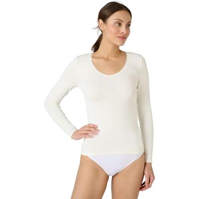 Damart Camiseta de Manga Larga Thermolactyl Sensitive, Blanco Hueso, S Mujer Damart Camiseta de Manga Larga Thermolactyl Sensitive, Blanco Hueso, S Mujer