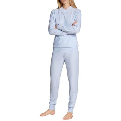 Calida Elegant Dreams Pijama para Mujer, Corte aireado, con Detalles de Encaje, Fluido y cómodo, Azul armonía, 46-48 Calida Elegant Dreams Pijama para Mujer, Corte aireado, con Detalles de Encaje, Fluido y cómodo, Azul armonía, 46-48