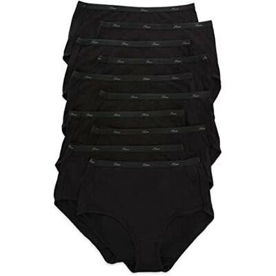 Hanes Paquete de Bragas para Mujer, Ropa Interior de algodón Que Absorbe la Humedad (los Colores Pueden Variar), Negro, Paquete de 10, 7 Hanes Paquete de Bragas para Mujer, Ropa Interior de algodón Que Absorbe la Humedad (los Colores Pueden Variar), Negro, Paquete de 10, 7