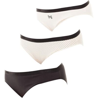 Dim Pockets Coton Slip x3 Braguita para Mujer, Lot nœud Noir, 40/42 Dim Pockets Coton Slip x3 Braguita para Mujer, Lot nœud Noir, 40/42