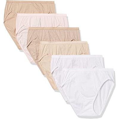 Hanes Paquete de 6 Bragas de algodón Transpirable de Corte Alto para Mujer, Gris Pardo Suave, Blanco, Desnudo, Pulido Claro, Jaspeado Nude, Flor de azúcar Dulce Lunar, 7 Hanes Paquete de 6 Bragas de algodón Transpirable de Corte Alto para Mujer, Gris Pardo Suave, Blanco, Desnudo, Pulido Claro, Jaspeado Nude, Flor de azúcar Dulce Lunar, 7