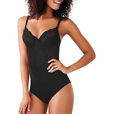 Maidenform Shapewear Vintage Chic Bodybriefer, Sujetador Mujer, Negro (Black), (Talla del fabricante: 95D) Maidenform Shapewear Vintage Chic Bodybriefer, Sujetador Mujer, Negro (Black), (Talla del fabricante: 95D)