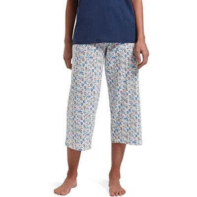 HUE Basic Printed Knit Capri Pajama Sleep Pant, Made with Temperature Control Technology Pantalones de Pijama, Blanco-Icy Margarita, M para Mujer HUE Basic Printed Knit Capri Pajama Sleep Pant, Made with Temperature Control Technology Pantalones de Pijama, Blanco-Icy Margarita, M para Mujer