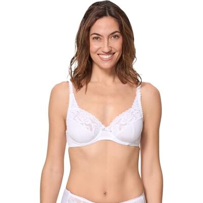 Playtex Sujetador Microfibra Flower Elegance, Sujetador con aros, Mujer, Blanco, 95E Playtex Sujetador Microfibra Flower Elegance, Sujetador con aros, Mujer, Blanco, 95E