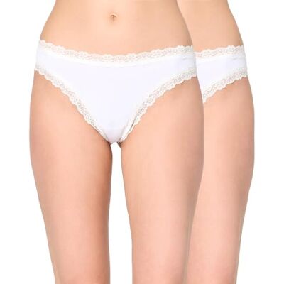 Nur Die Tangas de Encaje Invisibles para Mujer, Paquete de 2 Unidades, sin Costuras, Invisibles y sin Costuras, Suaves y Ligeras, de Microfibra, Blanco, 42-44 Nur Die Tangas de Encaje Invisibles para Mujer, Paquete de 2 Unidades, sin Costuras, Invisibles y sin Costuras, Suaves y Ligeras, de Microfibra, Blanco, 42-44