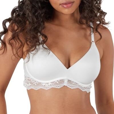 Maidenform Brasier Convertible sin Varillas, Levantamiento y Moldeador Natural para Mujer con Encaje, Blanco, 90D Maidenform Brasier Convertible sin Varillas, Levantamiento y Moldeador Natural para Mujer con Encaje, Blanco, 90D