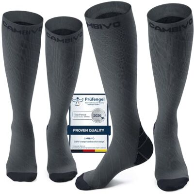 CAMBIVO Medias de Compresión Mujer y Hombre 2 Pares, Calcetines Compresion Running 20-30mmHg, Compression Socks para Enfermera, Ciclismo, Futbol, Viaje Avion, Deporte CAMBIVO Medias de Compresión Mujer y Hombre 2 Pares, Calcetines Compresion Running 20-30mmHg, Compression Socks para Enfermera, Ciclismo, Futbol, Viaje Avion, Deporte