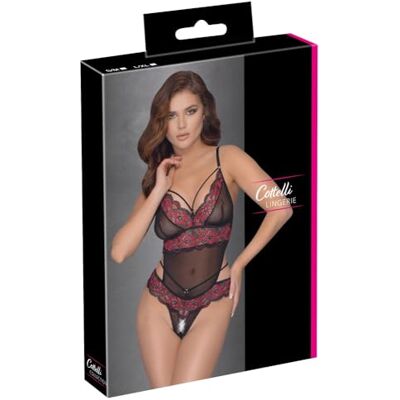 COTTELLI Lingerie Body sin entrepierna para mujer Negro/Rojo S/M COTTELLI Lingerie Body sin entrepierna para mujer Negro/Rojo S/M