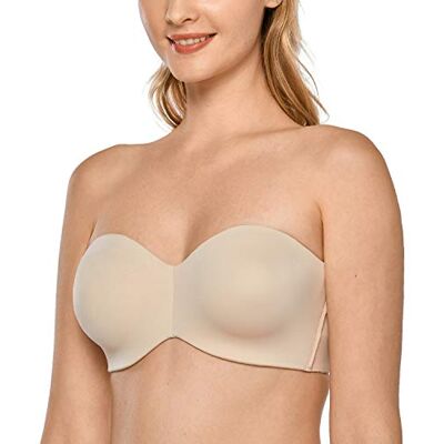 DELIMIRA Sujetador sin Tirantes Reductor Mujer con Aros, sin Relleno, Tallas Grandes, Invisible, Multiposicion, Comodos DELIMIRA Sujetador sin Tirantes Reductor Mujer con Aros, sin Relleno, Tallas Grandes, Invisible, Multiposicion, Comodos