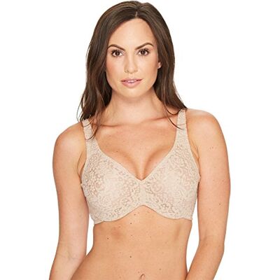 Wacoal Women's Halo Lace Full Coverage Underwire Bra, Toast, 38DD Wacoal Women's Halo Lace Full Coverage Underwire Bra, Toast, 38DD
