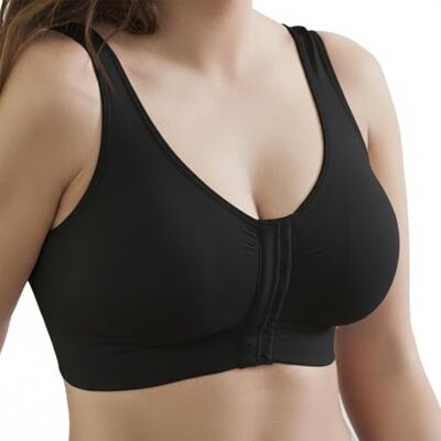 Selene , Sujetador para Mujer en Tejido Antialérgico, Sin Aros, con Copas Extraíbles y Cierre Frontal Cómodo, Colección Luisa, Color Negro, Talla 3XL Selene , Sujetador para Mujer en Tejido Antialérgico, Sin Aros, con Copas Extraíbles y Cierre Frontal Cómodo, Colección Luisa, Color Negro, Talla 3XL