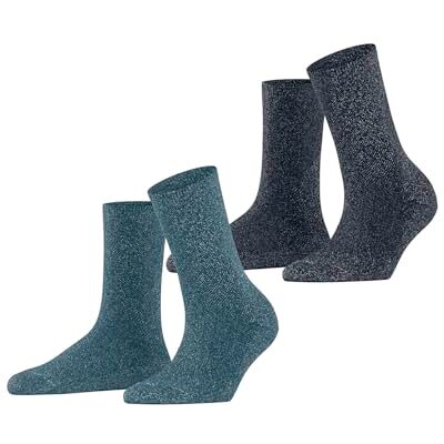 ESPRIT Shimmer Multipack W So algodón estampados 2 pares, Calcetines Mujer, Azul Blue Mix 0040, 35-38 ESPRIT Shimmer Multipack W So algodón estampados 2 pares, Calcetines Mujer, Azul Blue Mix 0040, 35-38