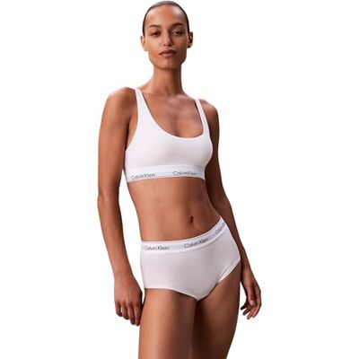 Calvin Sujetador Bralette Mujer Lightly Lined con Logotipo en la Cintura, Blanco (White), XL Calvin Sujetador Bralette Mujer Lightly Lined con Logotipo en la Cintura, Blanco (White), XL