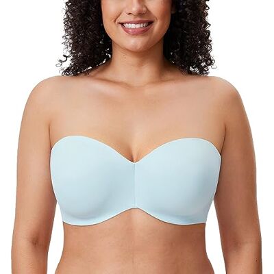 DELIMIRA Sujetador sin Tirantes Reductor Mujer con Aros, sin Relleno, Tallas Grandes, Invisible, Multiposicion, Comodos DELIMIRA Sujetador sin Tirantes Reductor Mujer con Aros, sin Relleno, Tallas Grandes, Invisible, Multiposicion, Comodos