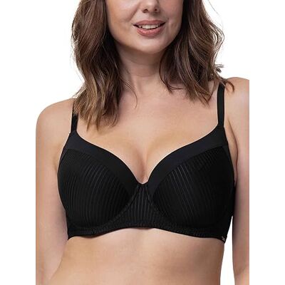 Dorina Sujetador Carmen Demi para Mujer – Ligeramente Acolchado, con Aros, Tejido Micro a Rayas Burnout, Espalda en U Power Mesh, Cierre de Tres Corchetes para Tallas Grandes/Curvy, Negro Dorina Sujetador Carmen Demi para Mujer – Ligeramente Acolchado, con Aros, Tejido Micro a Rayas Burnout, Espalda en U Power Mesh, Cierre de Tres Corchetes para Tallas Grandes/Curvy, Negro