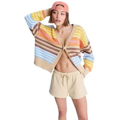 Roxy Pantalones Cortos con Cintura elástica para Mujer, Color Beige Roxy Pantalones Cortos con Cintura elástica para Mujer, Color Beige