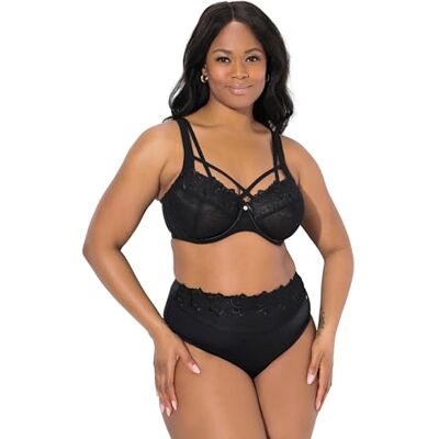Ulla Popken Sujetador Truyou con Aros para Mujer, Encaje Transparente, Copa C F, Negro, 120C Ulla Popken Sujetador Truyou con Aros para Mujer, Encaje Transparente, Copa C F, Negro, 120C