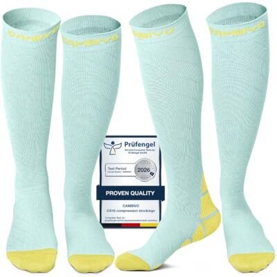 CAMBIVO Medias de Compresión Mujer y Hombre 2 Pares, Calcetines Compresion Running 20-30mmHg, Compression Socks para Enfermera, Ciclismo, Futbol, Viaje Avion, Deporte CAMBIVO Medias de Compresión Mujer y Hombre 2 Pares, Calcetines Compresion Running 20-30mmHg, Compression Socks para Enfermera, Ciclismo, Futbol, Viaje Avion, Deporte